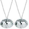 Zugar Land 70s Disco Ball Necklace Assortment (2 Inch Discoball) 26" Chain. Costume Accessory Jewelry (Mirror - 2 Pack) view 2