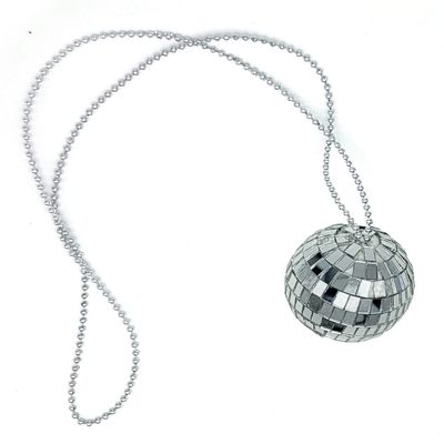 Zugar Land 70s Disco Ball Necklace Assortment (2 Inch Discoball) 26" Chain. Costume Accessory Jewelry (Mirror - 1 Piece)