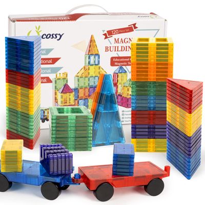 cossy 120Pcs Magnetic Tiles Magnetic 3D Building Blocks Set Educational Construction Toys for 3 4 5 6 7 8 Year Old Boy and Girl with Stronger Magnets, Educational Toys, Recreational, Conventional