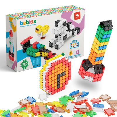 Beblox Building Blocks for Kids - 250-Piece Connecting Tiles Set - Interlocking Building Blocks for Kids, STEM Toys Kit, Fun & Educational Gifts for Boys & Girls, Preschool Learning Activities Ages 4+