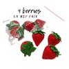 MiniWorldFood Strawberry Felt Play Food, Plush Berries, Decor for Valentine Day, Realistic Toys, Fake Food for Kids Kitchen (4 Strawberries) view 3