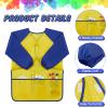 Yahenda 36 Pcs Kids Art Smocks Toddlers Painting Apron Waterproof Artist Smock for Children with Long Sleeve 3 Pockets for 2-8 Years (Rose Red,Yellow,and Dark Blue) view 3