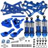 hopsupRC Front Rear Assembled Full Metal Shocks Upgrades Part for 1/10 Rustler/Stampede VXL 2WD,Alloy Suspension A Arm,Aluminum Caster Block & Steering Blocks & Rear Stub Axle Carriers,Blue view 1