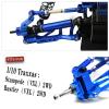 hopsupRC Front Rear Assembled Full Metal Shocks Upgrades Part for 1/10 Rustler/Stampede VXL 2WD,Alloy Suspension A Arm,Aluminum Caster Block & Steering Blocks & Rear Stub Axle Carriers,Blue view 2