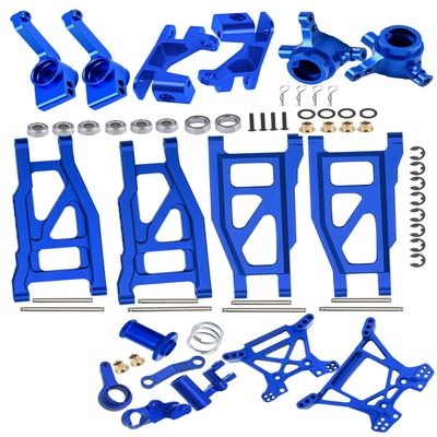RCMYou Upgrades Part for 1/10 Rustler 4x4 VXL/Rustler 4x4,Alloy Suspension Arm,Shock Tower,Caster Block,Steering Blocks,Rear Stub Axle Carriers,Steering Bellcranks, (More Durable Arm),Blue
