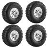 WONFAST 4Pcs 1.55 Inch Aluminum Beadlock Wheel Tires Rubber Tyre for 1/10 RC Crawler Car D90 TF2 Tamiya CC01 LC70 LC80(Silver) view 2
