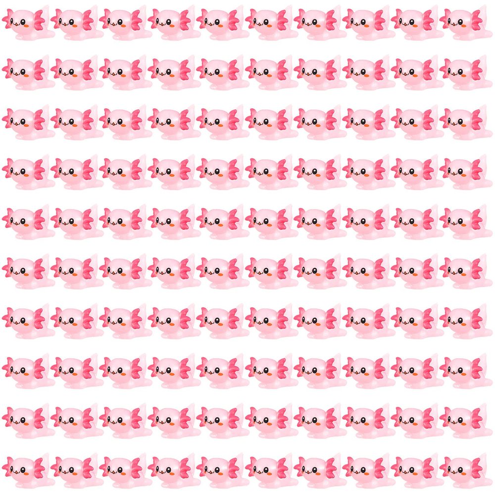 100 Pcs Pink Mini Axolotl Resin Figurine Miniature Axolotl Charm Tiny Animal Figures Ornament Mini Animals Figures to Hide Cupcake DIY Craft Decoration Gift Birthday Party Favor