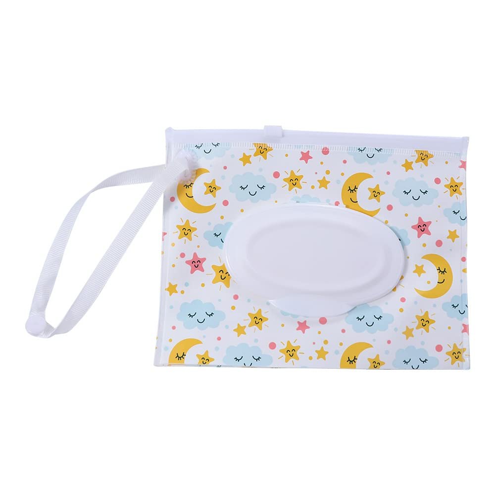 Portable Wet Wipe Pouch, Refillable Baby Wipe Dispenser with Snap Strap, Travel Reusable Wipes Container Wipe Carrying Case Holder(7)