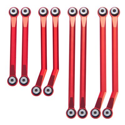1 Set Aluminum Linkage Link Rod Ends Elevate Upgrade for TRX4-M 1/18th RC Crawler Car Parts (Red)
