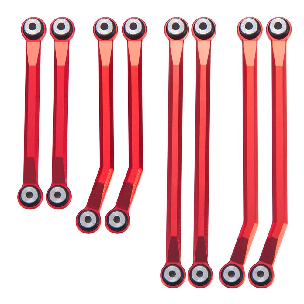 1 Set Aluminum Linkage Link Rod Ends Elevate Upgrade for TRX4-M 1/18th RC Crawler Car Parts (Red)