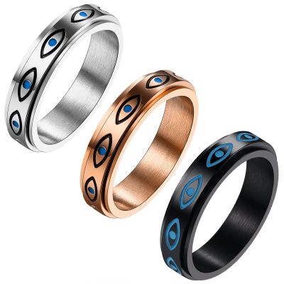 Aroncent 3Pcs Fidget Rings Anxiety Rings for Women Spinner Rings for Anxiety for Women 5MM Stainless Steel Eyes Rings Band Rings Stress Relieving Reduce Anxiety