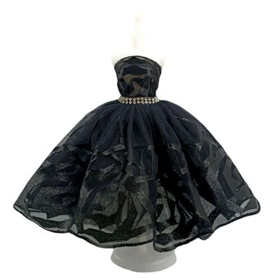 Fashion Tutu Ballet Dress for 11.5" Doll Clothes Outfits 1/6 Dolls Accessories Rhinestone 3-Layer Skirt Ball Party Gown (Black)