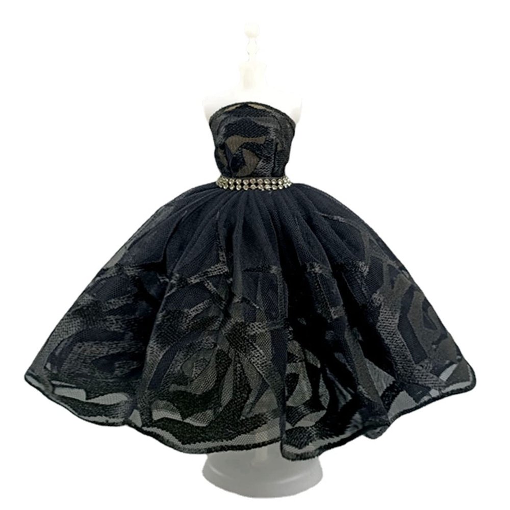 Fashion Tutu Ballet Dress for 11.5" Doll Clothes Outfits 1/6 Dolls Accessories Rhinestone 3-Layer Skirt Ball Party Gown (Black)
