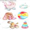 Wall Art Poster Print of Watercolor Hand-Drawn Children's Toys - a Stroller, a Rattle, a Plush Bunny, a Ball, a Dog, a Pyramid. Baby Toys for Girls Isolated on White Background. view 2