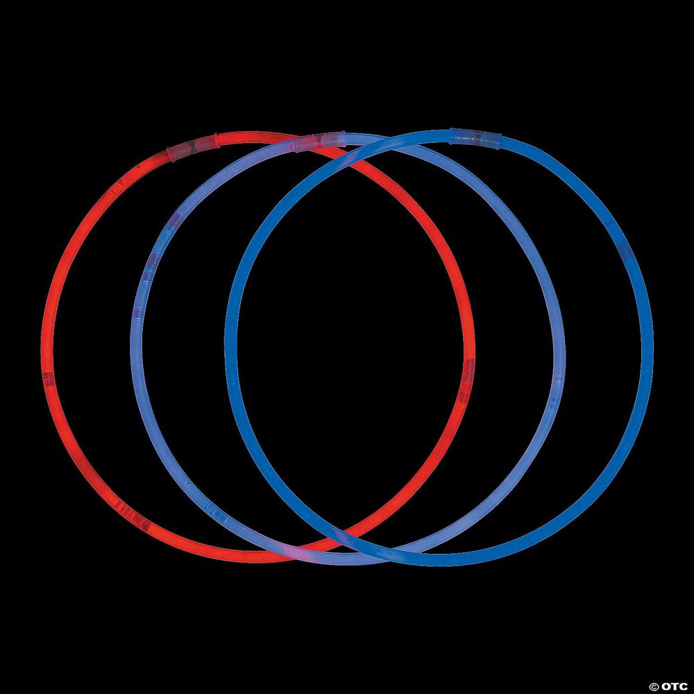 Fun Express Patriotic Glow Necklaces - 22' | Plastic - Multicolor | pack of 50