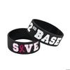 Fun Express Save 2nd Base Big Band Rubber Bracelets - 8' | Rubber - Black | pack of 12 view 1