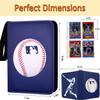 Baseball Card Binder 440 Pockets, 55 Sleeves Baseball Card Book 3 Ring, Zipper Trading Card Holder 4 Pocket, Small Collector Album Folder Case Protector, Blue Sports Collection Storage Organizer Gift view 2