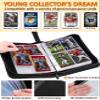 Baseball Card Binder 440 Pockets, 55 Sleeves Baseball Card Book 3 Ring, Zipper Trading Card Holder 4 Pocket, Small Collector Album Folder Case Protector, Blue Sports Collection Storage Organizer Gift view 4