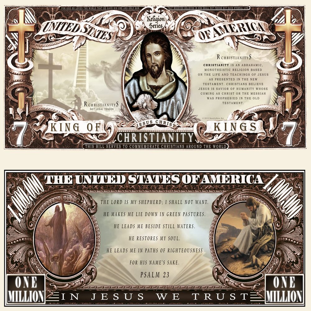 Anime Source Christianity Jesus Christ Psalm Bible Verse Commemorative Novelty Million Bill with Semi Rigid Protector