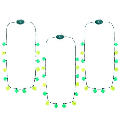 3 Pcs St Patrick's Day Green Lucky Shamrock Light Up Necklaces, St Patrick's Day Party Favors