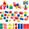 140 Pcs Mini 3D Shapes for Teaching, Wood Geometric Solids, Geometric Shapes 3D Shape Blocks, Classroom Manipulatives for Elementary School for Kids Geometry Math Kindergarten Preschool Learning view 1