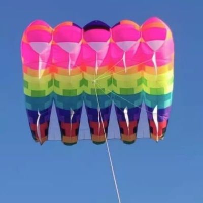 Giant Soft Inflatable Mosaic Pilot Kite for Adults Multicolor Solid Parafoil Tractor Flowform Kites