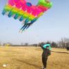 Giant Soft Inflatable Mosaic Pilot Kite for Adults Multicolor Solid Parafoil Tractor Flowform Kites view 3