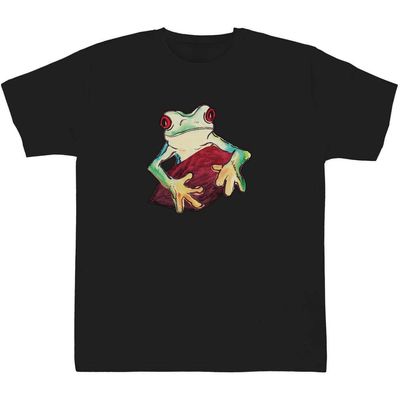Azeeda 7-8 Years 'Tree Frog' Children's/Kid's T-Shirt (Black) (TS00214006)