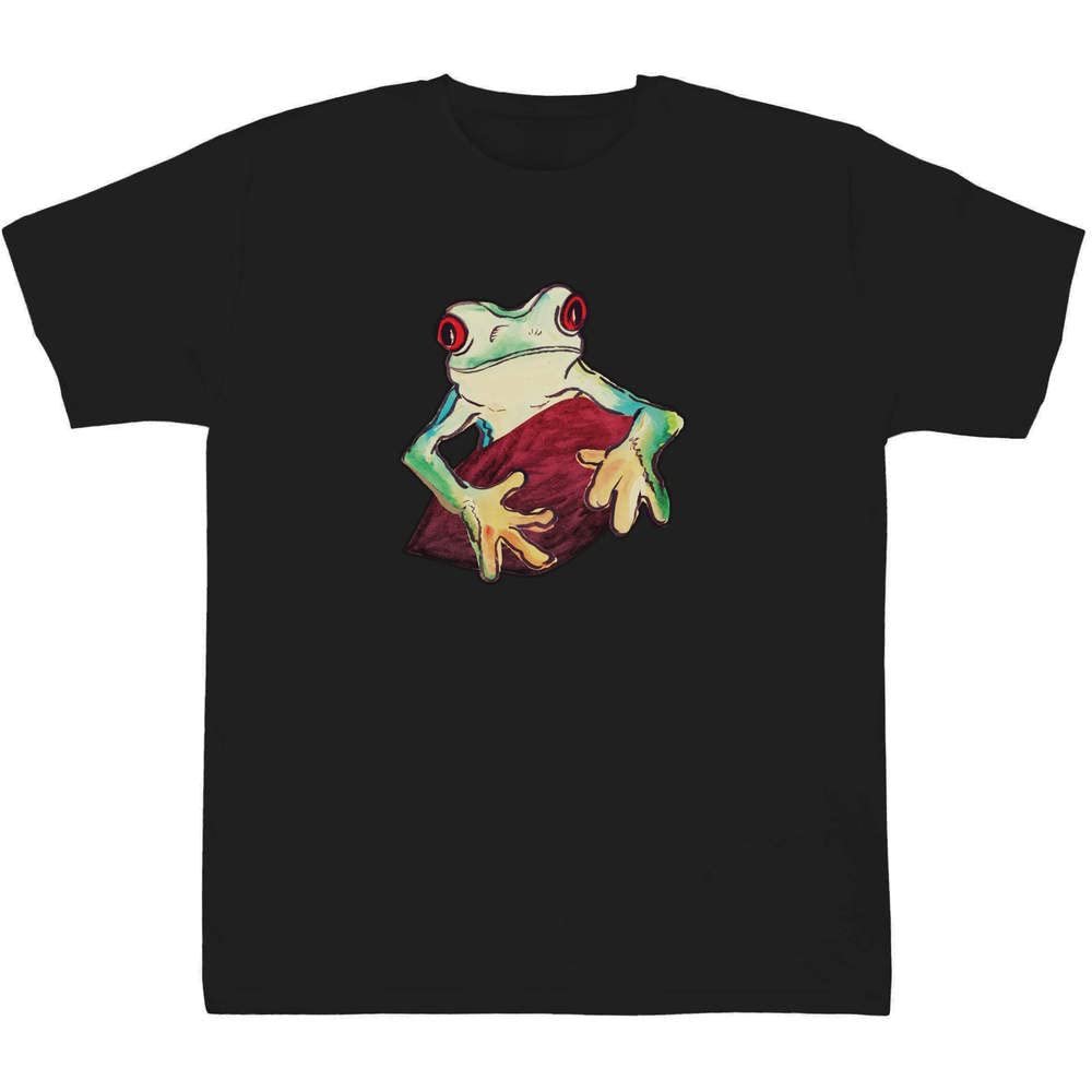 Azeeda 7-8 Years 'Tree Frog' Children's/Kid's T-Shirt (Black) (TS00214006)