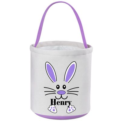 Personalized Easter Basket, VAPCUFF Easter Baskets for Boys Girls Easter Gifts Easter Bunny Basket Easter Egg Hunt Bags Personalized Easter Eggs Basket Easter Bunny Bags for Kids - Purple