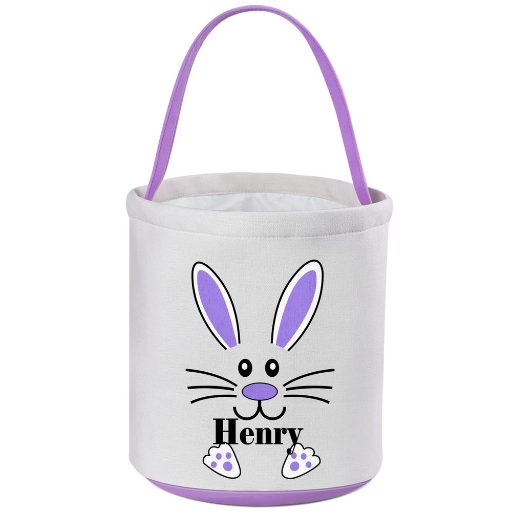 Personalized Easter Basket, VAPCUFF Easter Baskets for Boys Girls Easter Gifts Easter Bunny Basket Easter Egg Hunt Bags Personalized Easter Eggs Basket Easter Bunny Bags for Kids - Purple