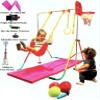 Balanoire Gymnastics Bar Horizontal Kip Bar 6 in 1 Playground + 6'x2' Tri Fold Mat, Swing Seat, 2X Trapeze Rings, Basketball Net, Height Adjustable Folding Jungle Gym Monkey Bar Balance Bar Gymnasts view 2