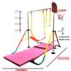 Balanoire Gymnastics Bar Horizontal Kip Bar 6 in 1 Playground + 6'x2' Tri Fold Mat, Swing Seat, 2X Trapeze Rings, Basketball Net, Height Adjustable Folding Jungle Gym Monkey Bar Balance Bar Gymnasts view 3
