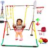 Balanoire Gymnastics Bar Horizontal Kip Bar 6 in 1 Playground + 6'x2' Tri Fold Mat, Swing Seat, 2X Trapeze Rings, Basketball Net, Height Adjustable Folding Jungle Gym Monkey Bar Balance Bar Gymnasts view 4