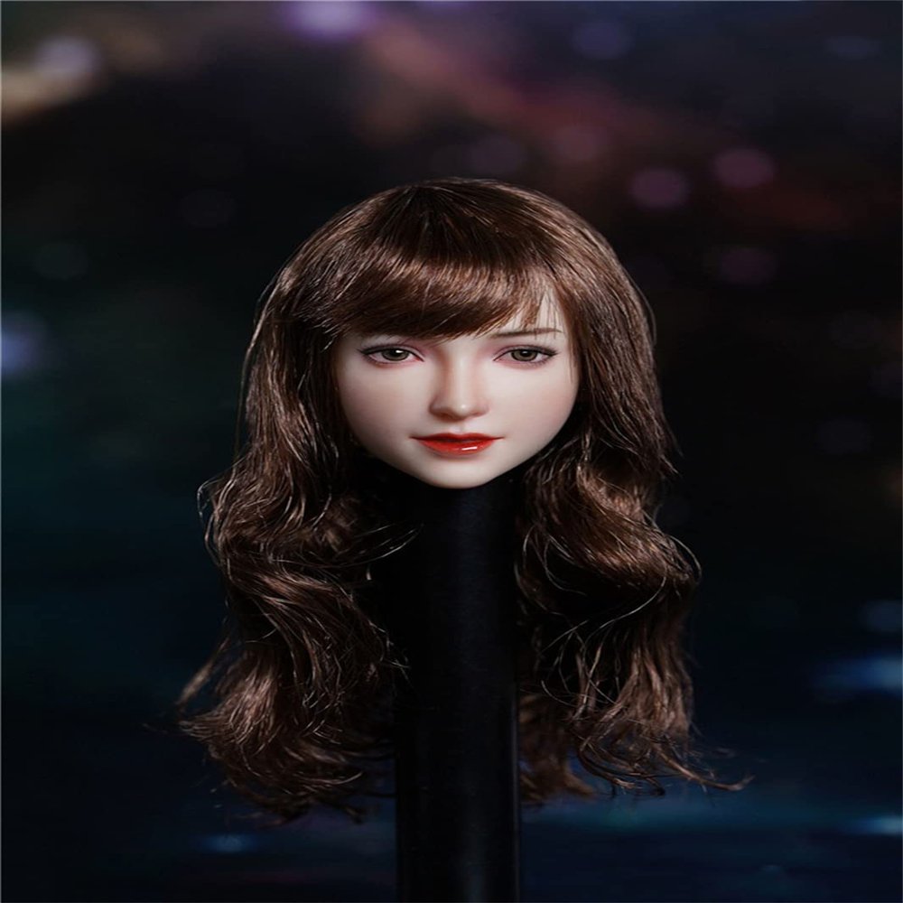 RoofWorld 1/6 Scale Female Head Sculpt, Soldier Planted Hair Head Carved for 12'' Phicen TBLeague VC HT JO Action Figure Body Collection (SDH024-C)