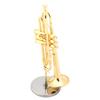 Restokki Miniature Trumpet Replica with Stand Case, Mini Musical Instrument Miniature Dollhouse Model Gold Plated Musical Instrument Decor view 4