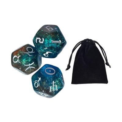 Colaxi 3 Pieces Acrylic Astrological Dice, Dice, Polyhedral Dices for Table Board Games, Style D
