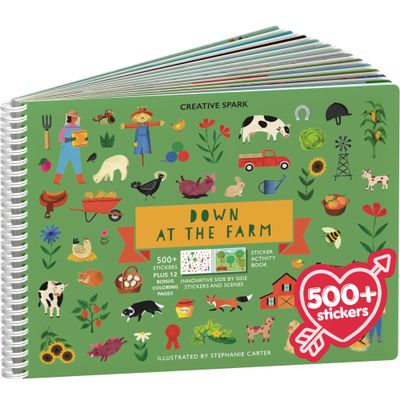 Cupkin Farm Animal Sticker Book Activity for Kids, Toddler Airplane Travel Essentials, 500+ Horse Stickers for Kids + 12 Scenes + 12 Coloring Book Pages, Cow Lover Children's Gift, Crafts Ages 2-8