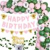 Koala Theme Birthday Balloon Garland Kit Avocado Green Pink for Girl with Koala Happy Bday Banner Garland Cake Topper Artificial Grape Leaf Vines for Koala Jungle Animal Party Supplies, Gender Reveal view 1