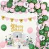 Koala Theme Birthday Balloon Garland Kit Avocado Green Pink for Girl with Koala Happy Bday Banner Garland Cake Topper Artificial Grape Leaf Vines for Koala Jungle Animal Party Supplies, Gender Reveal view 2