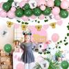 Koala Theme Birthday Balloon Garland Kit Avocado Green Pink for Girl with Koala Happy Bday Banner Garland Cake Topper Artificial Grape Leaf Vines for Koala Jungle Animal Party Supplies, Gender Reveal view 3