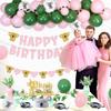 Koala Theme Birthday Balloon Garland Kit Avocado Green Pink for Girl with Koala Happy Bday Banner Garland Cake Topper Artificial Grape Leaf Vines for Koala Jungle Animal Party Supplies, Gender Reveal view 4