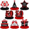 8 Pcs 50th Red and Black Table Honeycomb Centerpieces 50th Birthday Decorations Red Black Happy 50th Birthday Decorations Centerpieces for Tables Toppers 50 Years Party Supplies view 1