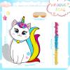 Aoriher Unicorn Cat Piata with Blindfold and Bat, Caticorn Unicorn Cat Piata Birthday Party Supplies for Party Favor Birthday Decorations, 16 x 11 Inch view 2
