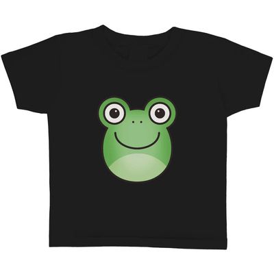 Azeeda 3-4 Years 'Frog Head' Children's/Kid's T-Shirt (Black) (TS00221676)