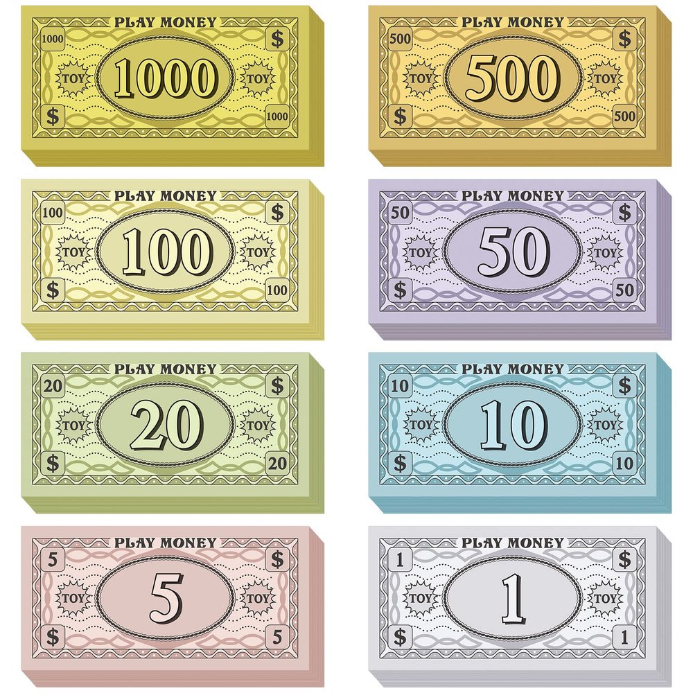 Sotiff 800 Pieces Replacement Play Money Set Prop Money Game Money Play Money for Kids Board Games 8 Denominations: $1000, $500, $100$, $50, $20, $10,$5, $1