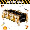 BkeeCten 3 Packs Tool Theme Plastic Tablecloths Decoration Waterproof Rectangle Cute Tool TableCover Design with Hard Hat, Nuts, Bolts, Ladders, Spade Patterns for Kids Boys Birthday Party Supplies view 2