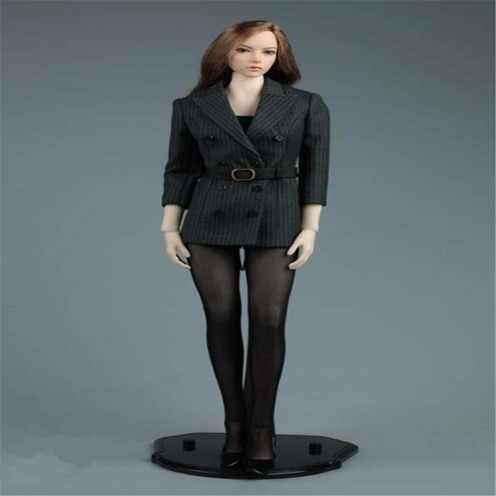 1/6 Scale Female Clothes,Female Slim Business Suit Coat Belt Pantyhose Shoes Costume Accessory Set for 12inch PH TBL JO Action Figure Body (Stripe)
