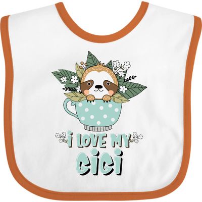 inktastic Teacup Raccoon I Love My Gigi Baby Bib White and Orange 41c41