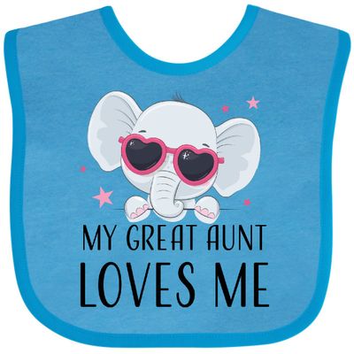 inktastic Elephant My Great Aunt Loves Me Baby Bib Turquoise 41bfa